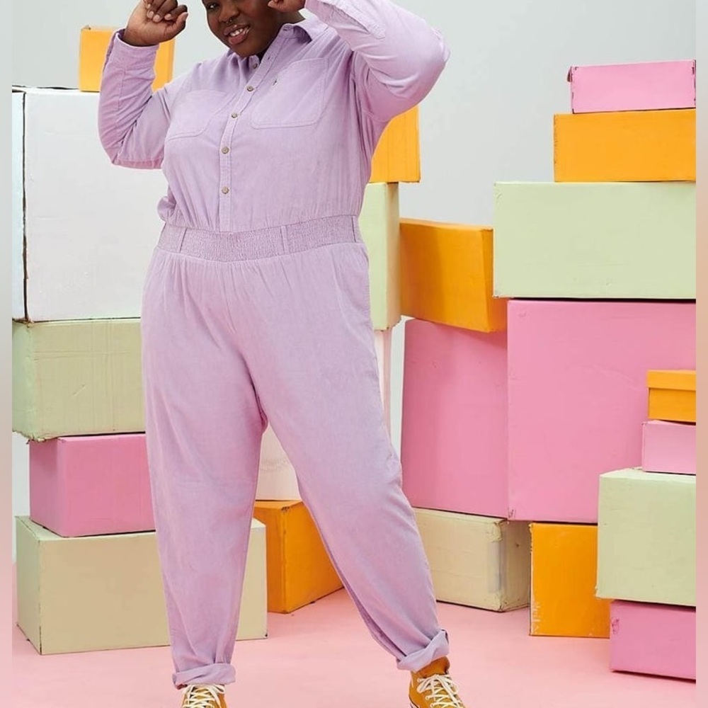 Lucy & Yak Lilac Button-Front Jumpsuit